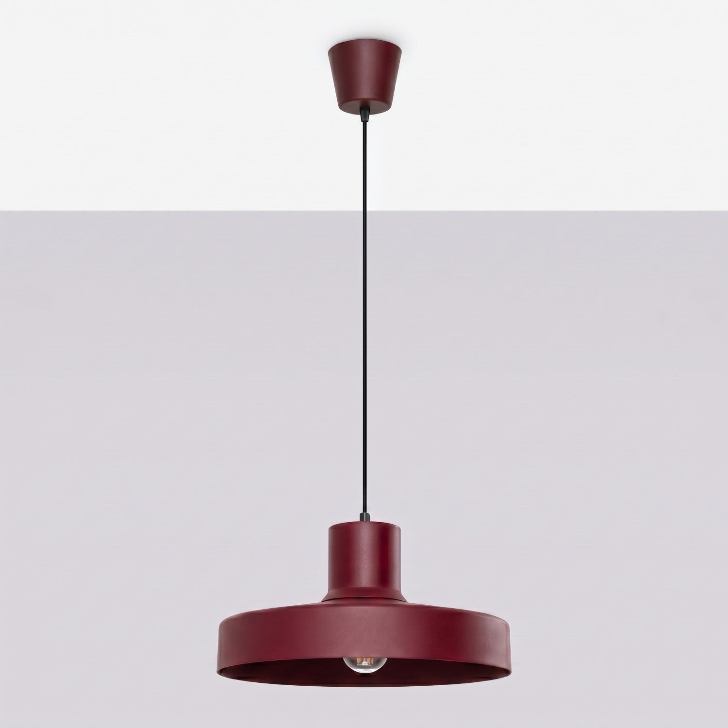 Suspension Bilo métal bordeaux E27, vue 2