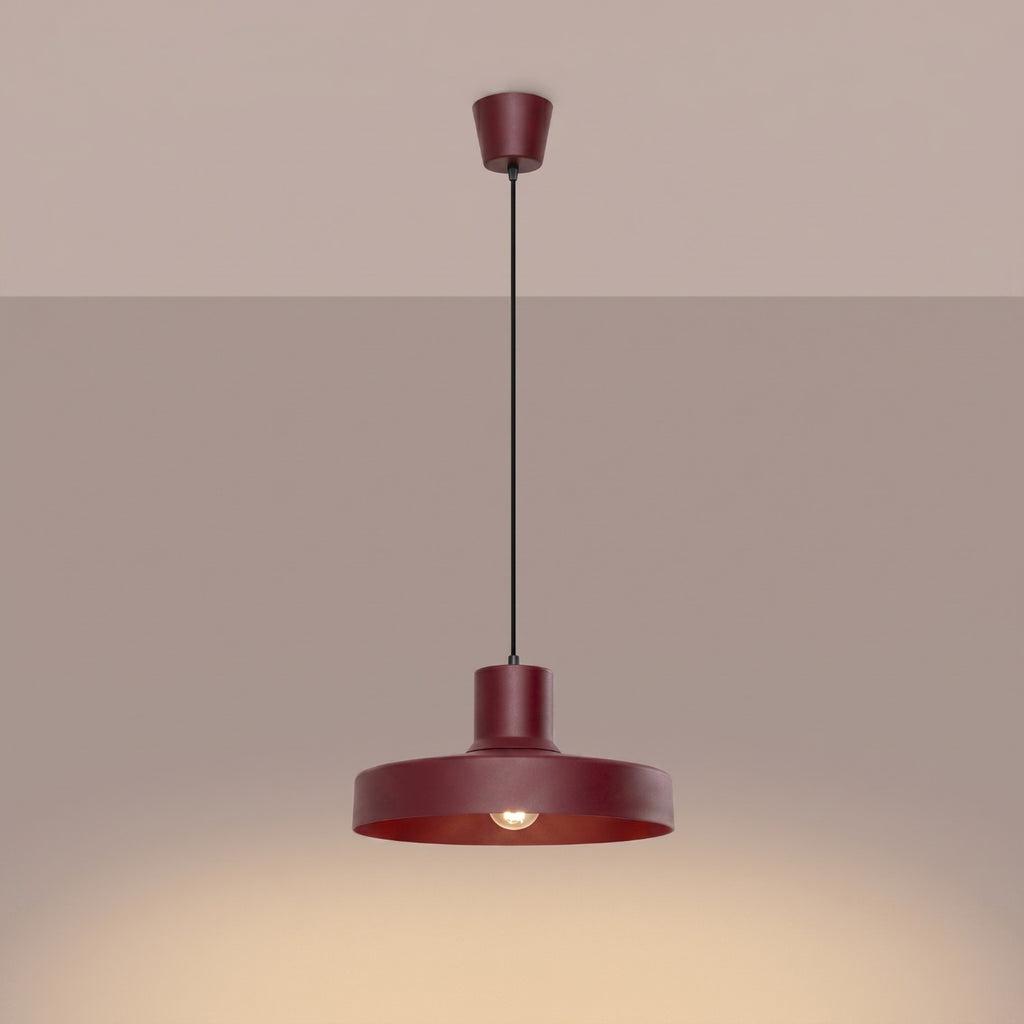 Suspension Bilo métal bordeaux E27, vue 3