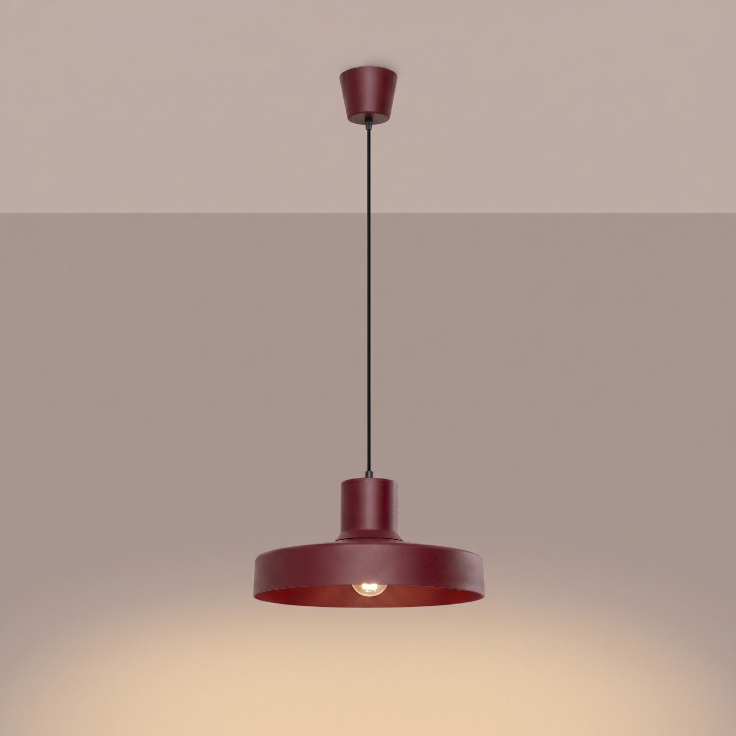 Suspension Bilo métal bordeaux E27, vue 3