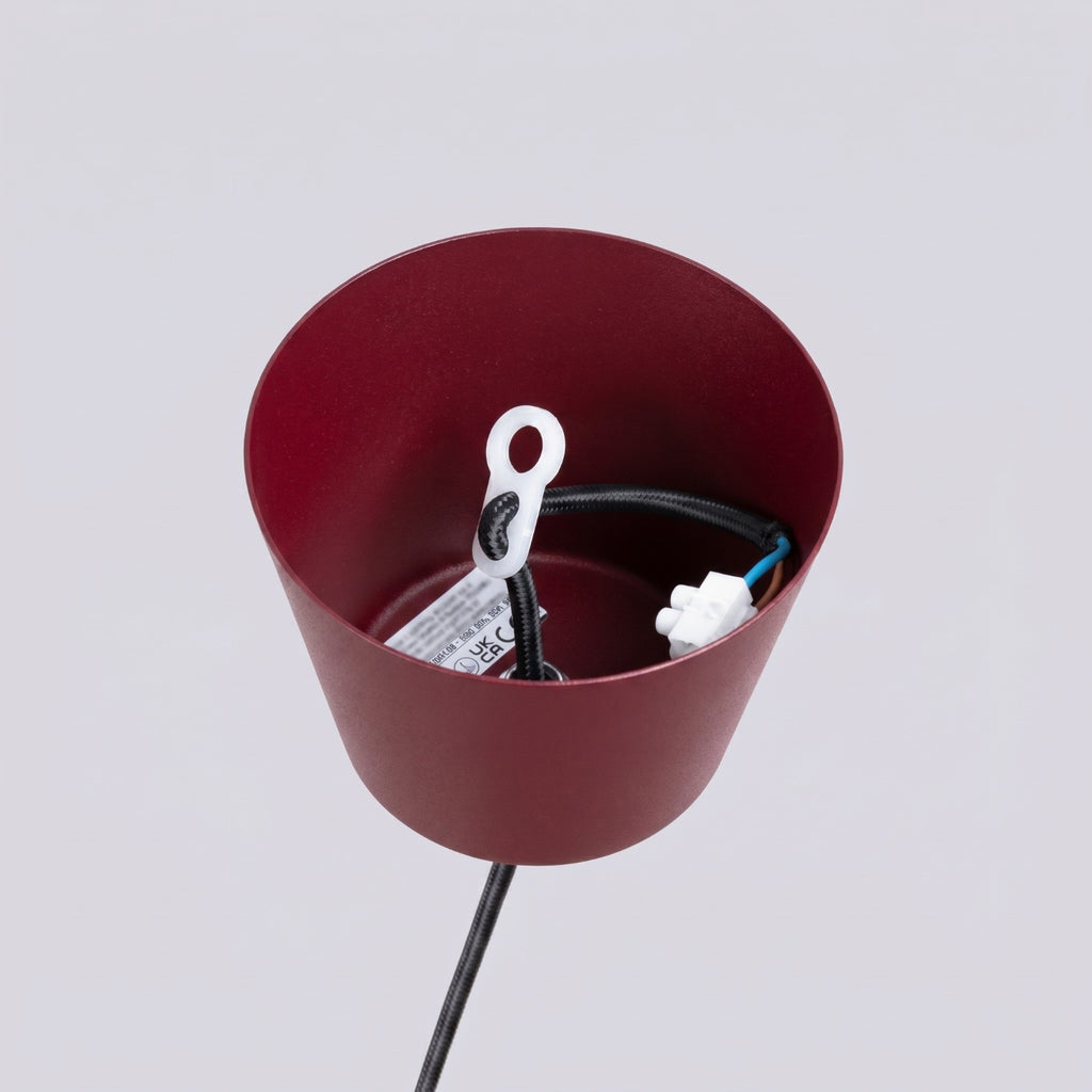 Suspension Bilo métal bordeaux E27, vue 9