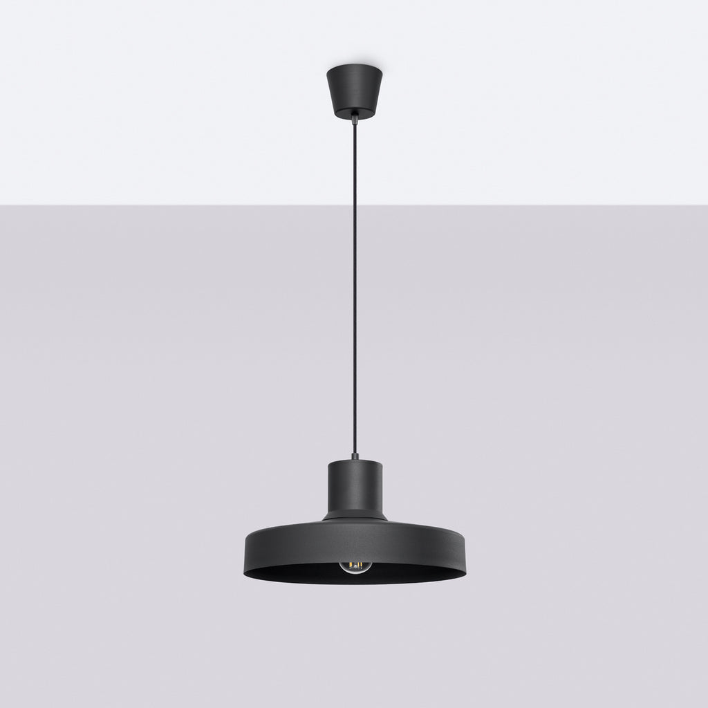 Suspension Bilo métal noir E27, vue de profil
