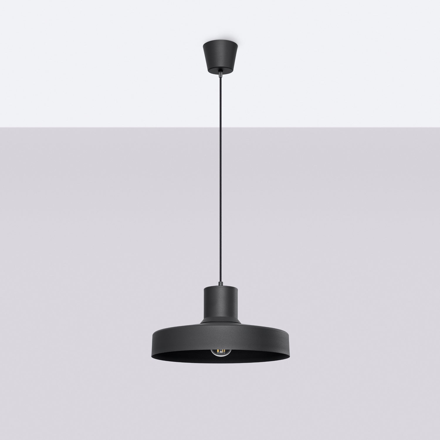 Suspension Bilo métal noir E27, vue de profil