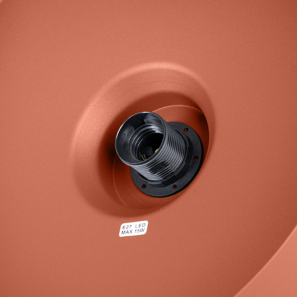 Suspension Bilo métal rouge ocre E27, gros plan