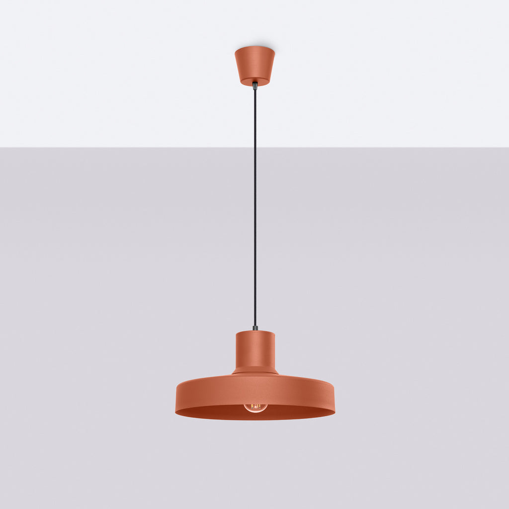 Suspension Bilo métal rouge ocre E27, vue de profil