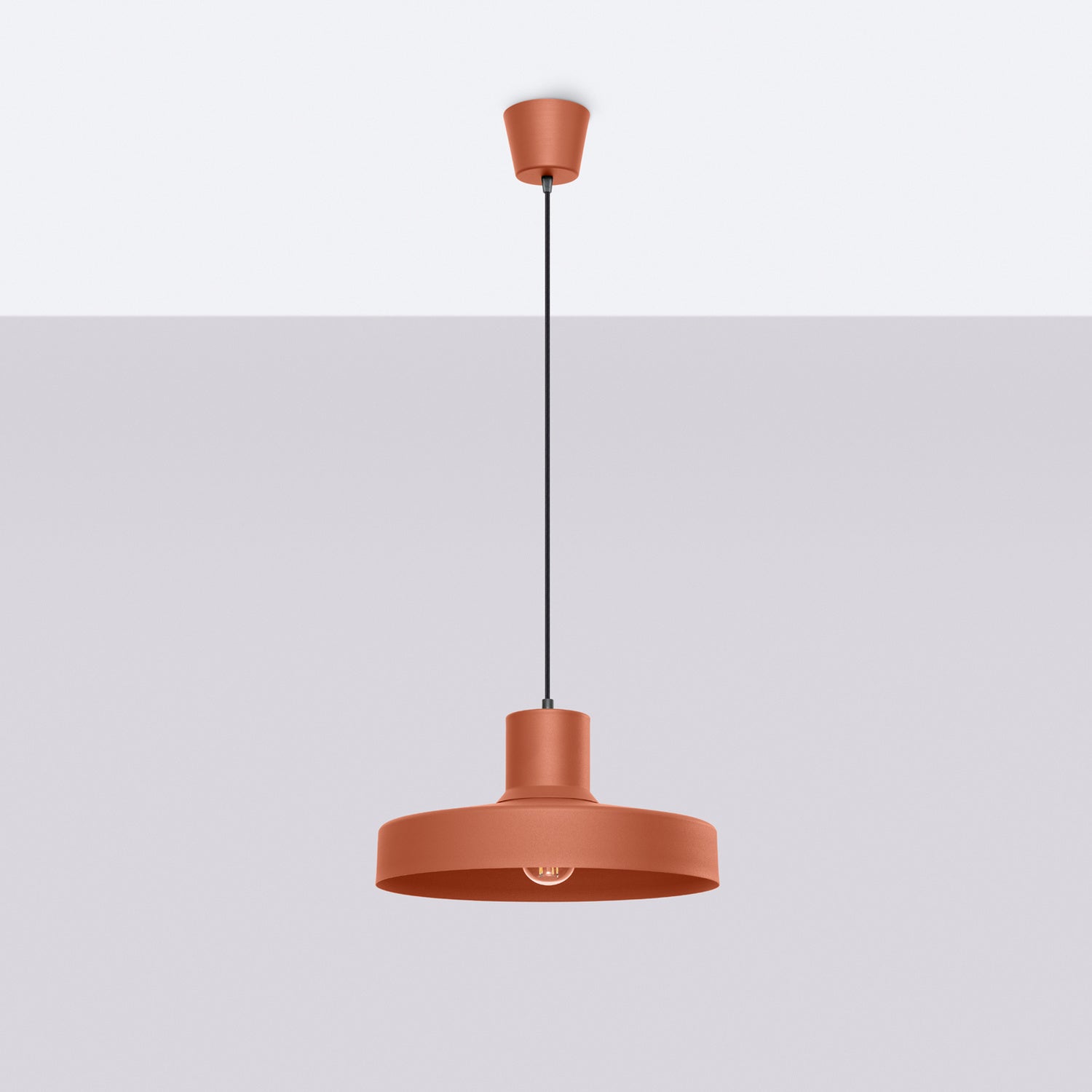 Suspension Bilo métal rouge ocre E27, vue de profil