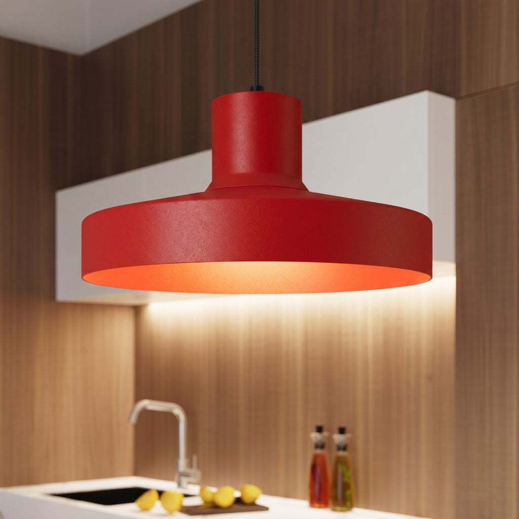 Suspension Bilo métal rouge E27, vue 15