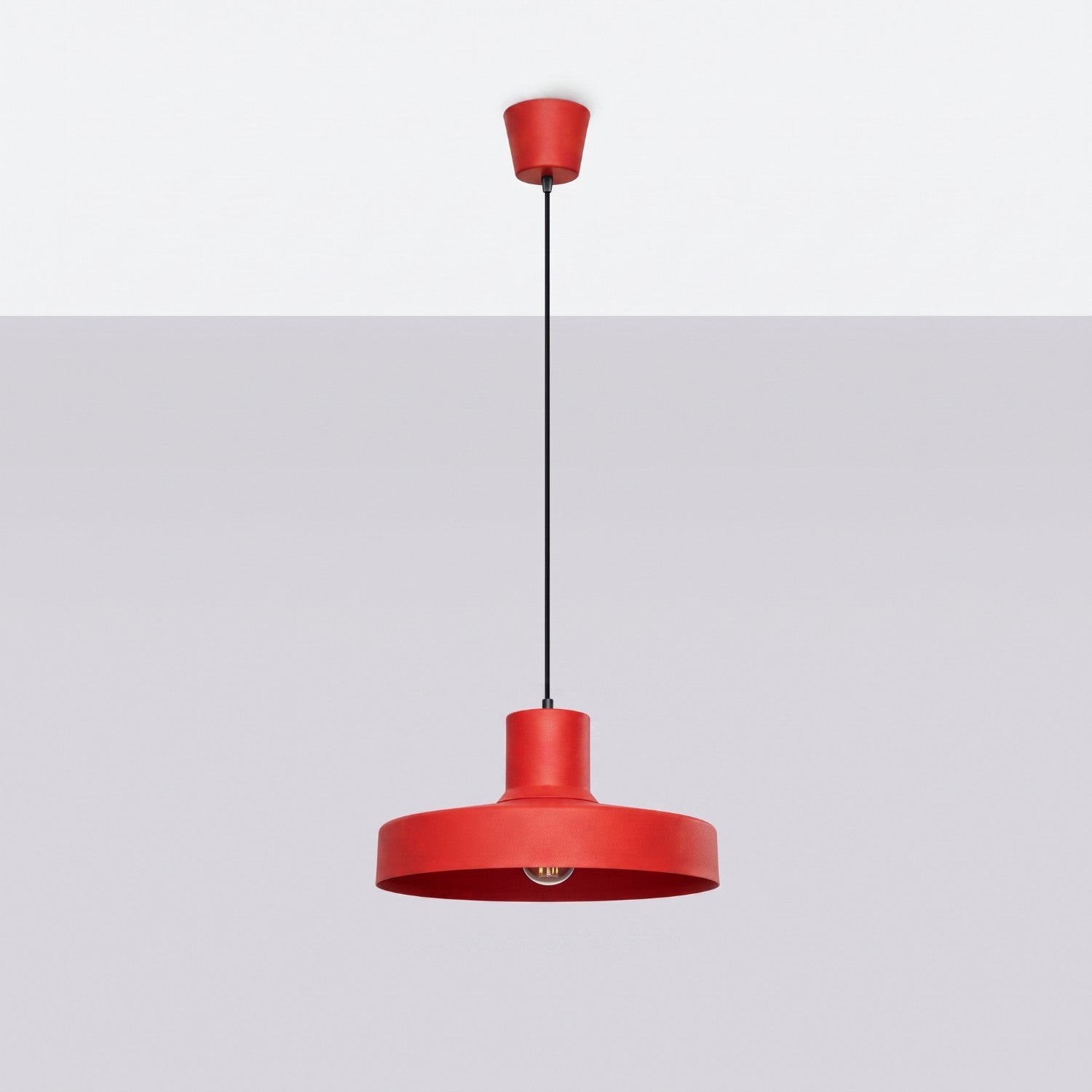 Suspension Bilo métal rouge E27, vue 2