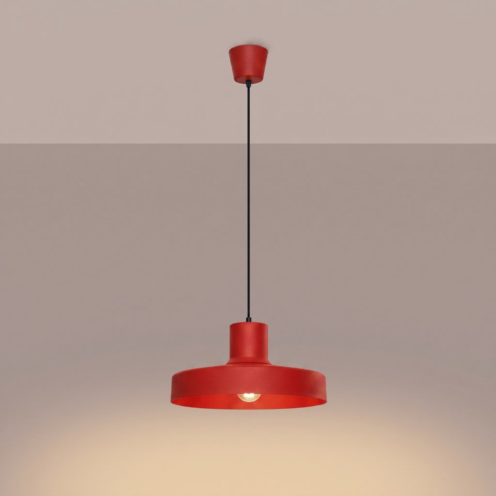 Suspension Bilo métal rouge E27, vue 3