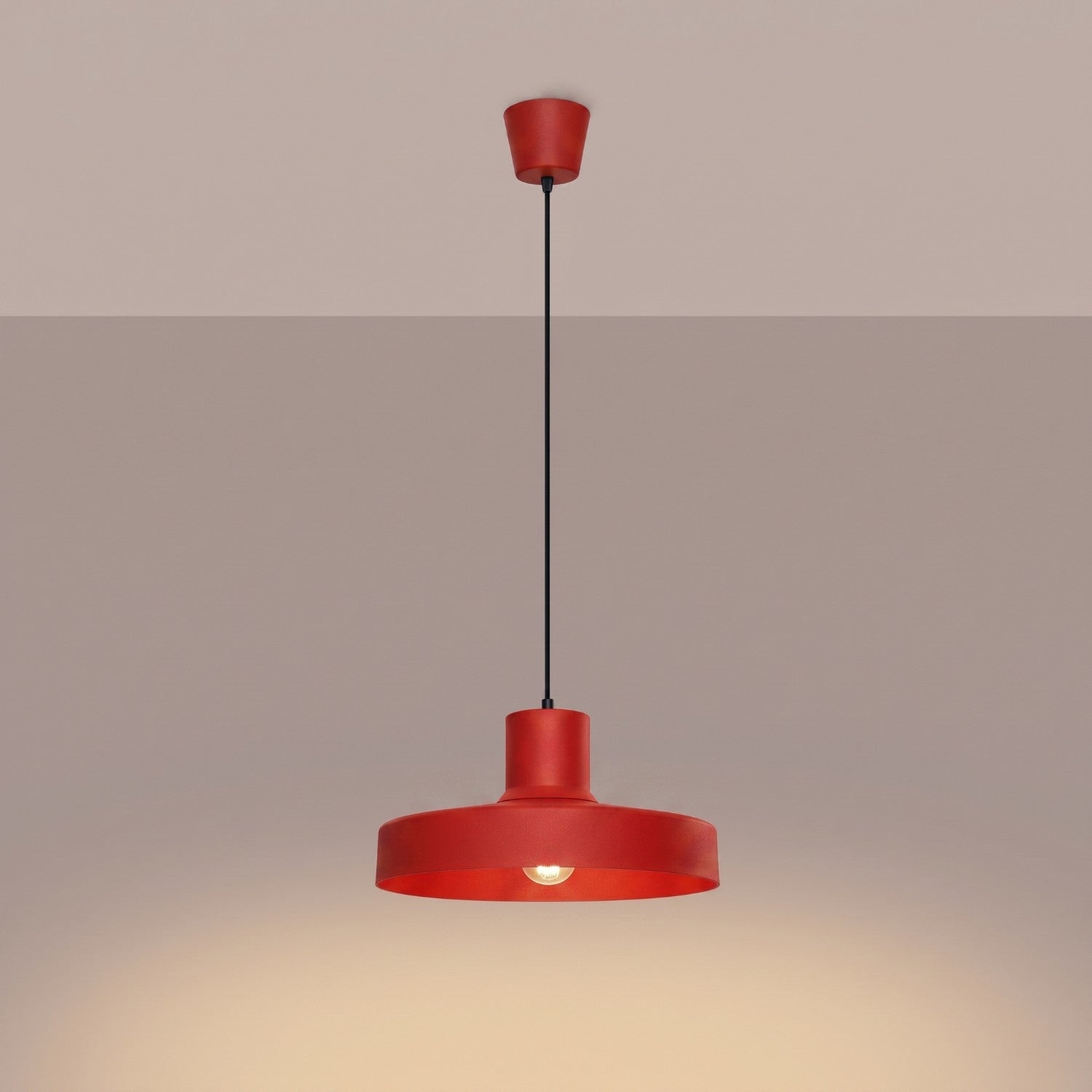 Suspension Bilo métal rouge E27, vue 3