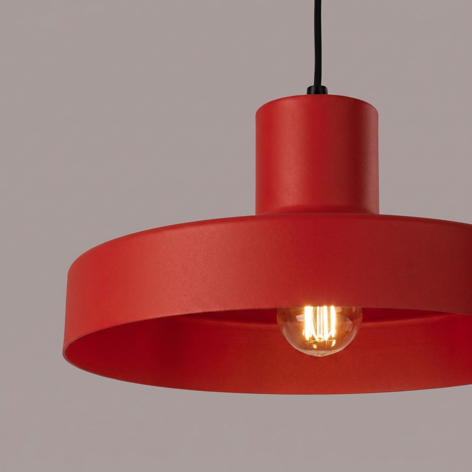 Suspension Bilo métal rouge E27, vue 4