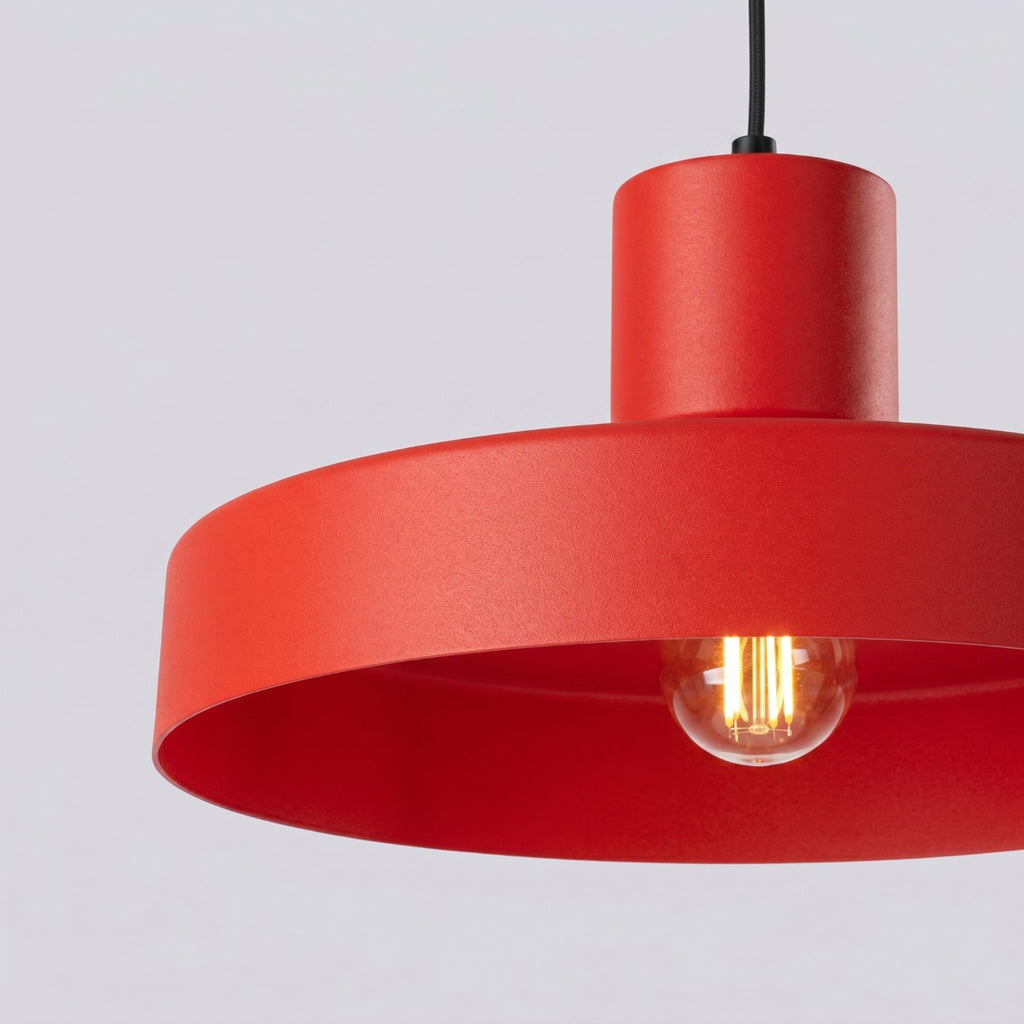 Suspension Bilo métal rouge E27, vue 6