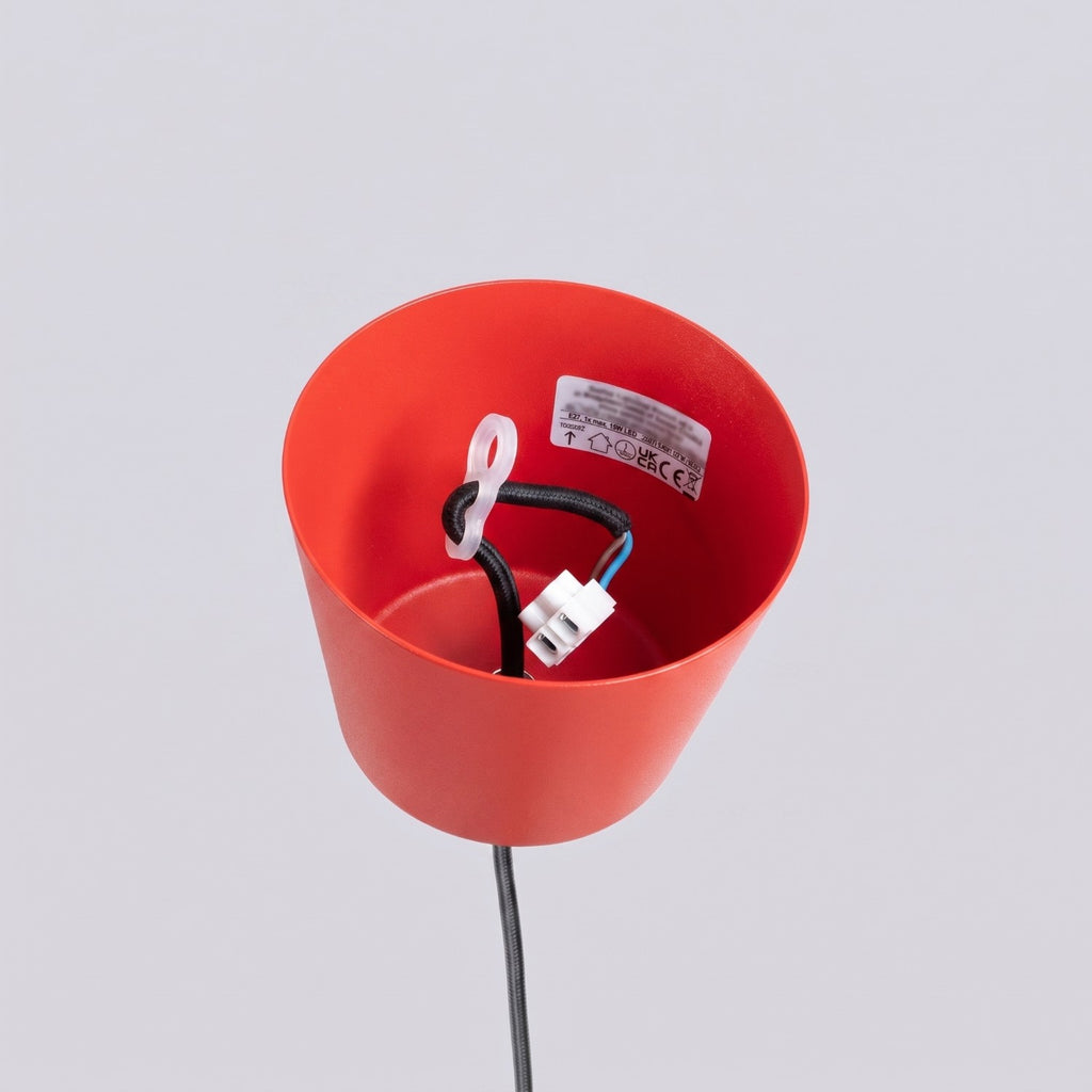 Suspension Bilo métal rouge E27, vue 9