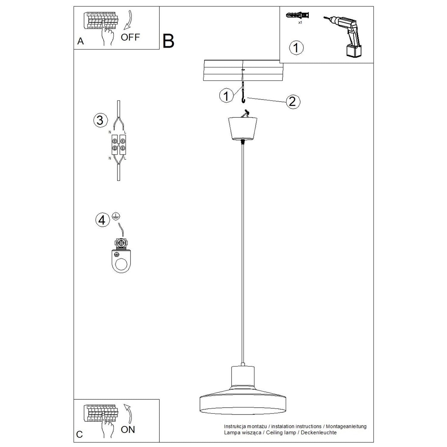 Suspension Bilo métal vert sauge E27, vue 11
