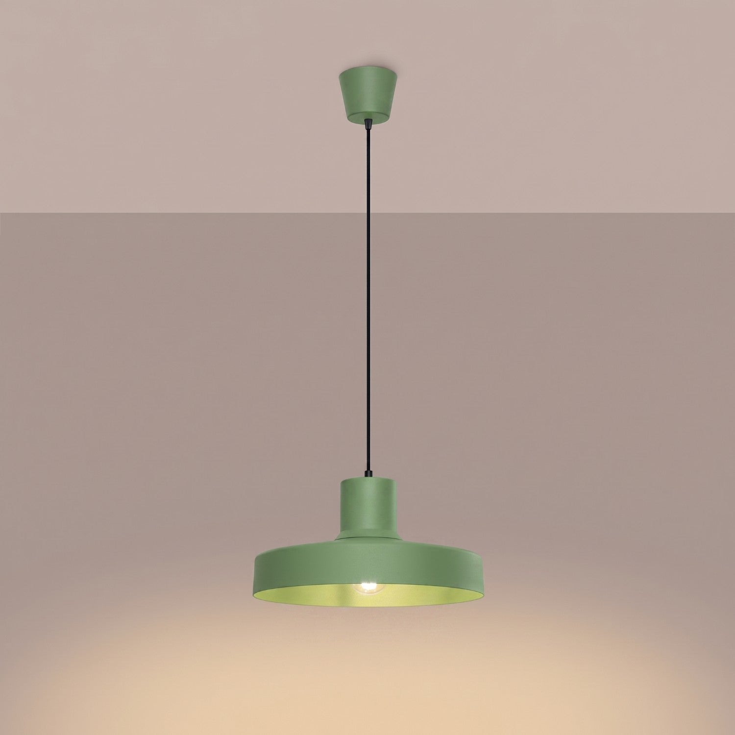 Suspension Bilo métal vert sauge E27, vue 3