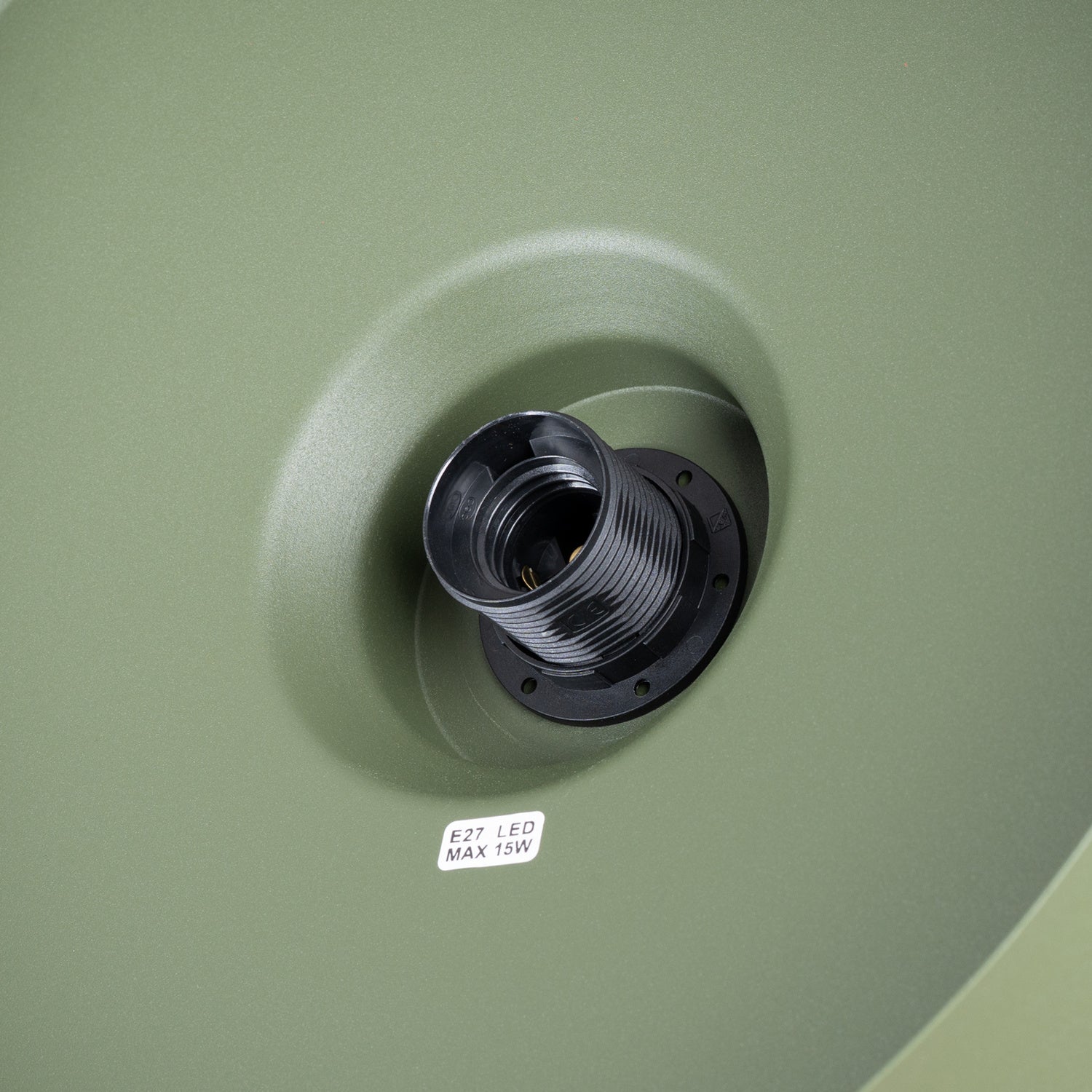 Suspension Bilo métal vert olive E27, gros plan