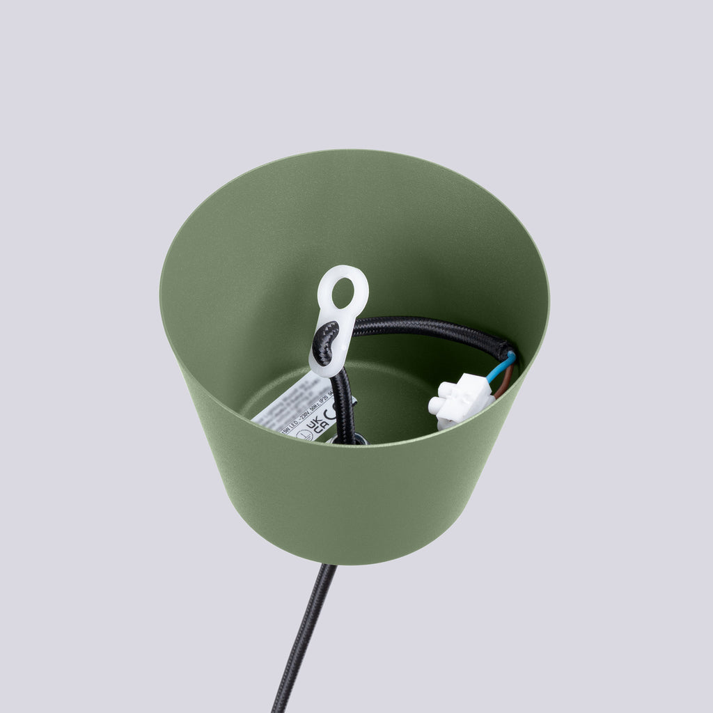 Suspension Bilo métal vert olive E27, autre vue