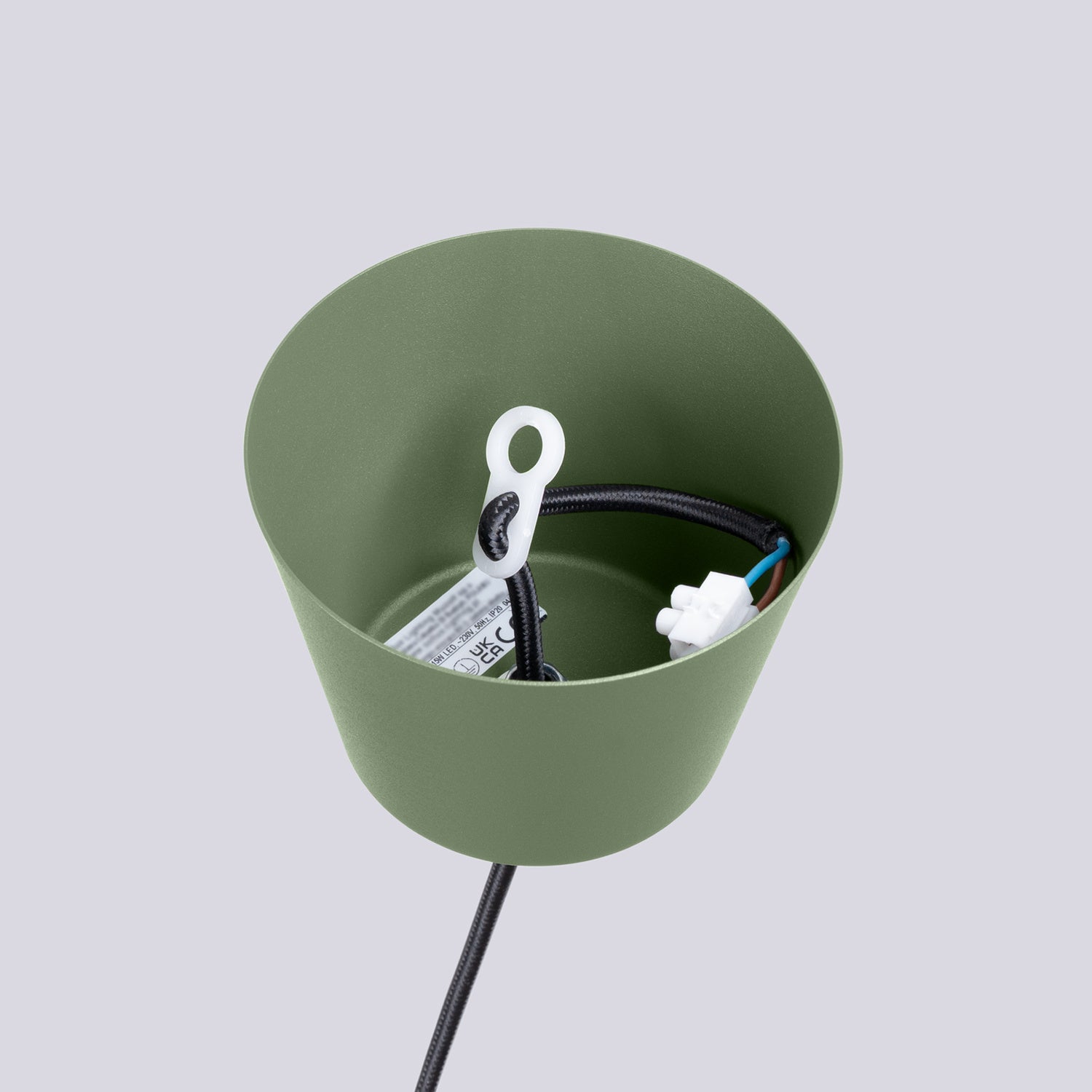 Suspension Bilo métal vert olive E27, autre vue