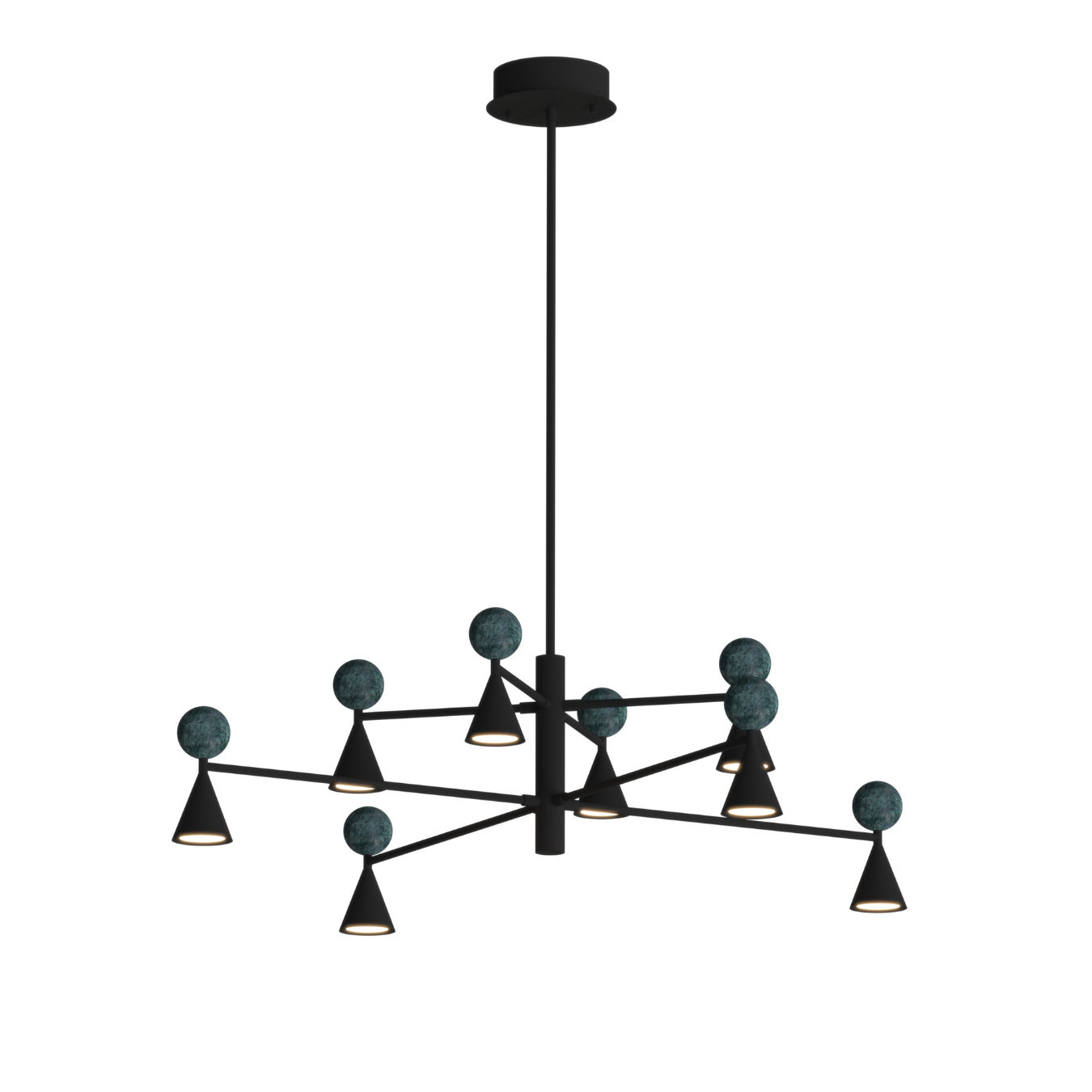 Suspension Bingo malachite noire 8 lumières