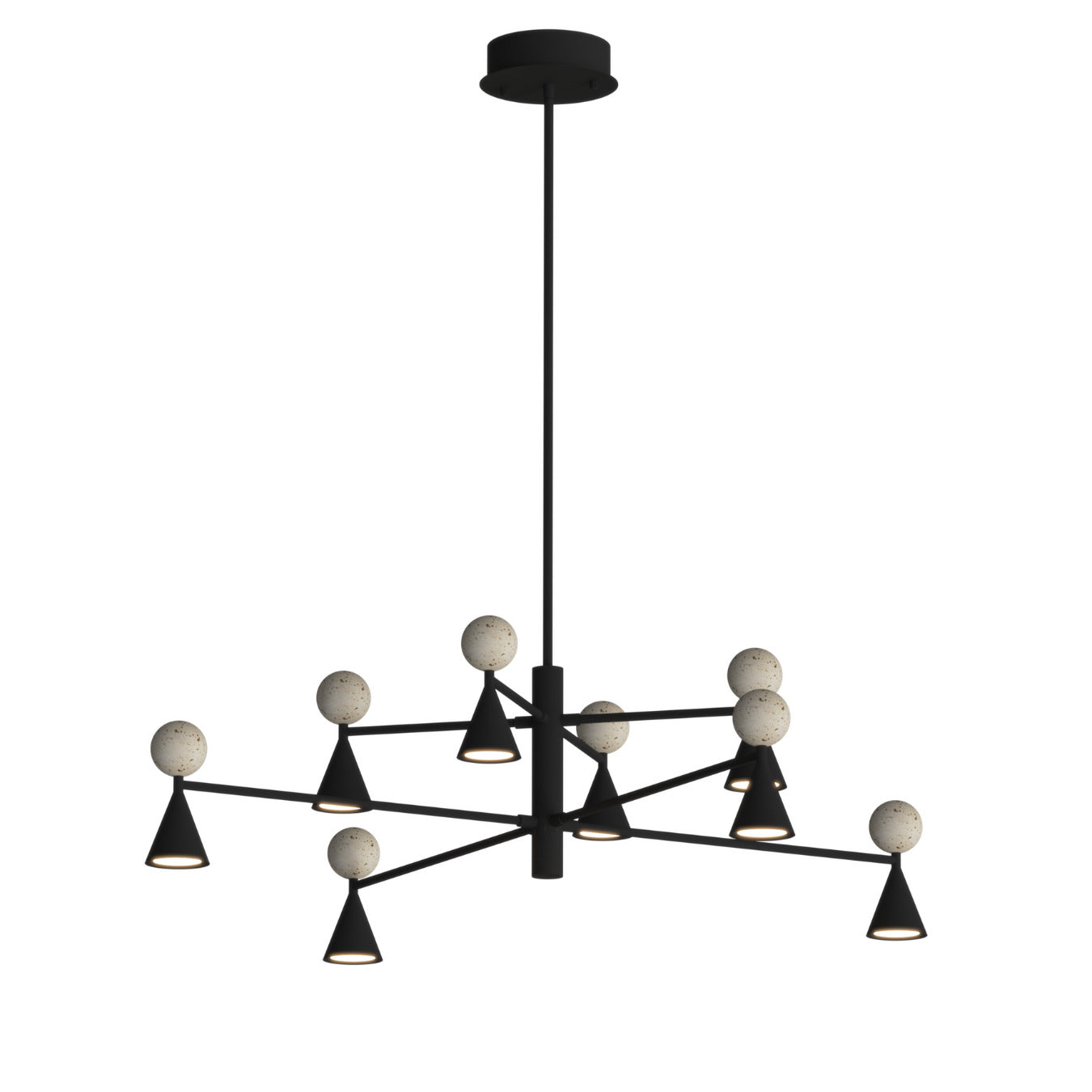 Suspension Bingo travertin noire 8 lumières