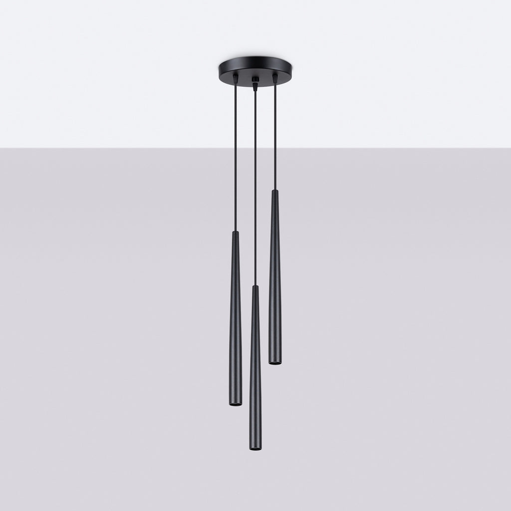 Suspension Bliss 3 en grappe métal noir G9 de profil