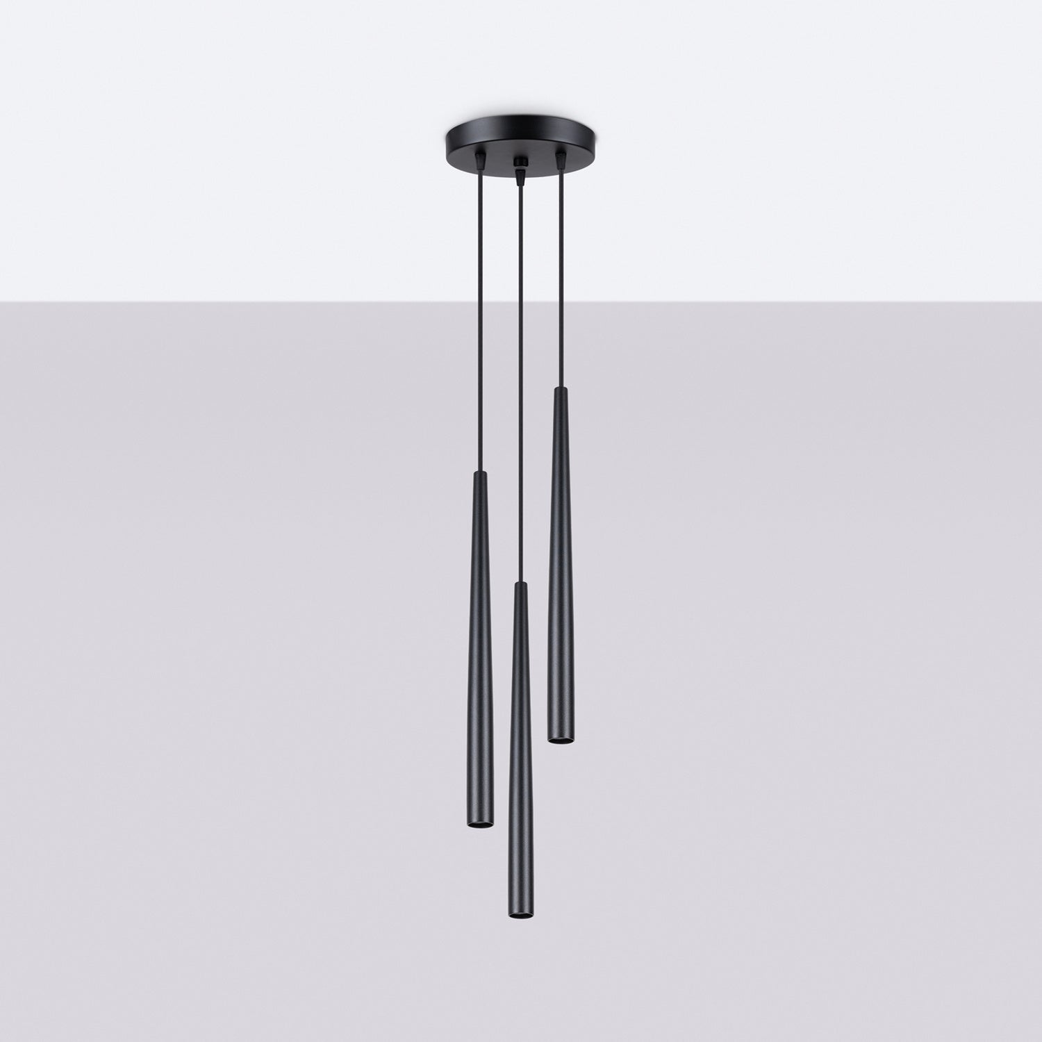 Suspension Bliss 3 en grappe métal noir G9 de profil