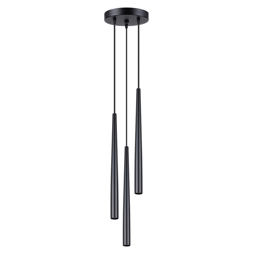Suspension Bliss 3 en grappe métal noir G9, fin cône d'acier effilé