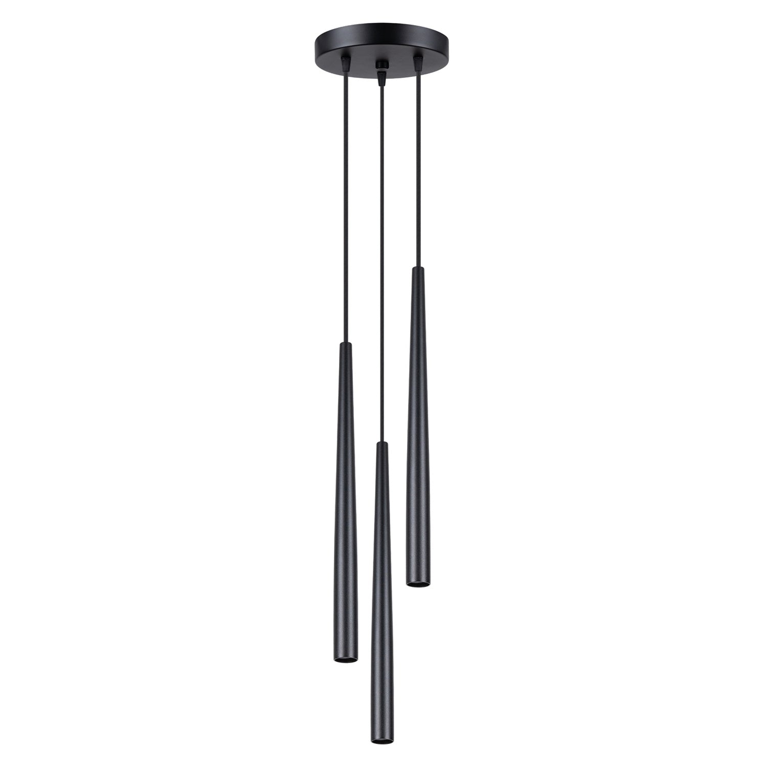 Suspension Bliss 3 en grappe métal noir G9, fin cône d'acier effilé