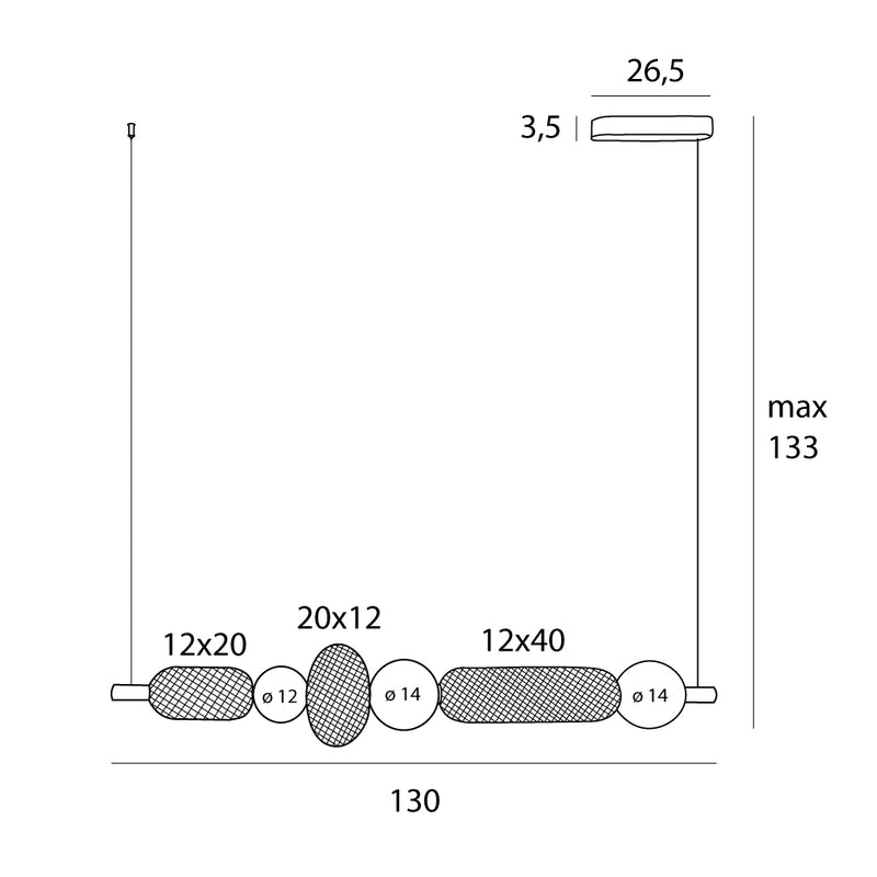 Dimensions Suspension Bora C linéaire noire
