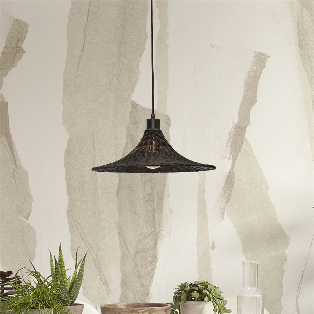 Suspension Borabora bambou noir 40 cm E27, vue 2