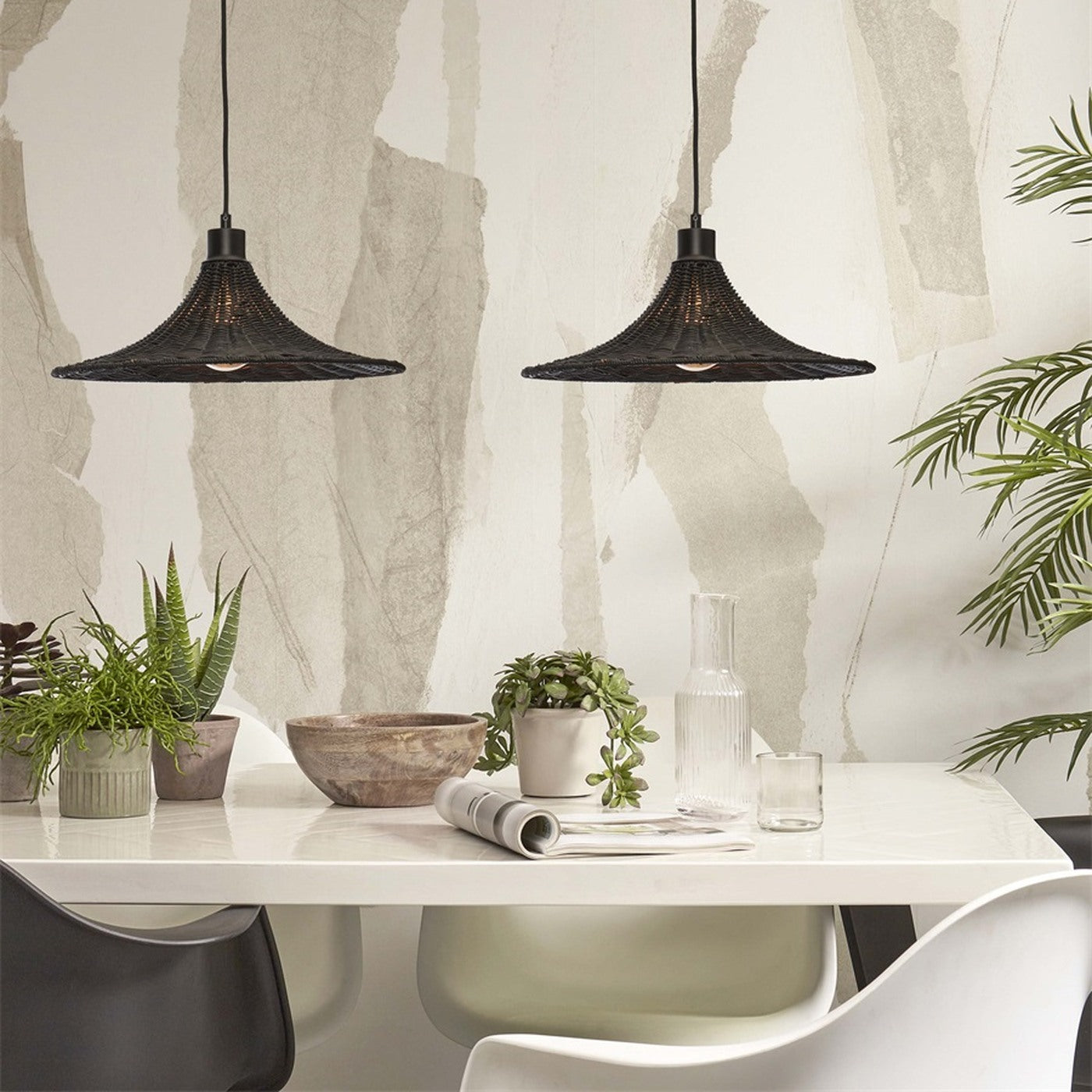 Suspension Borabora bambou noir 40 cm E27, vue 3