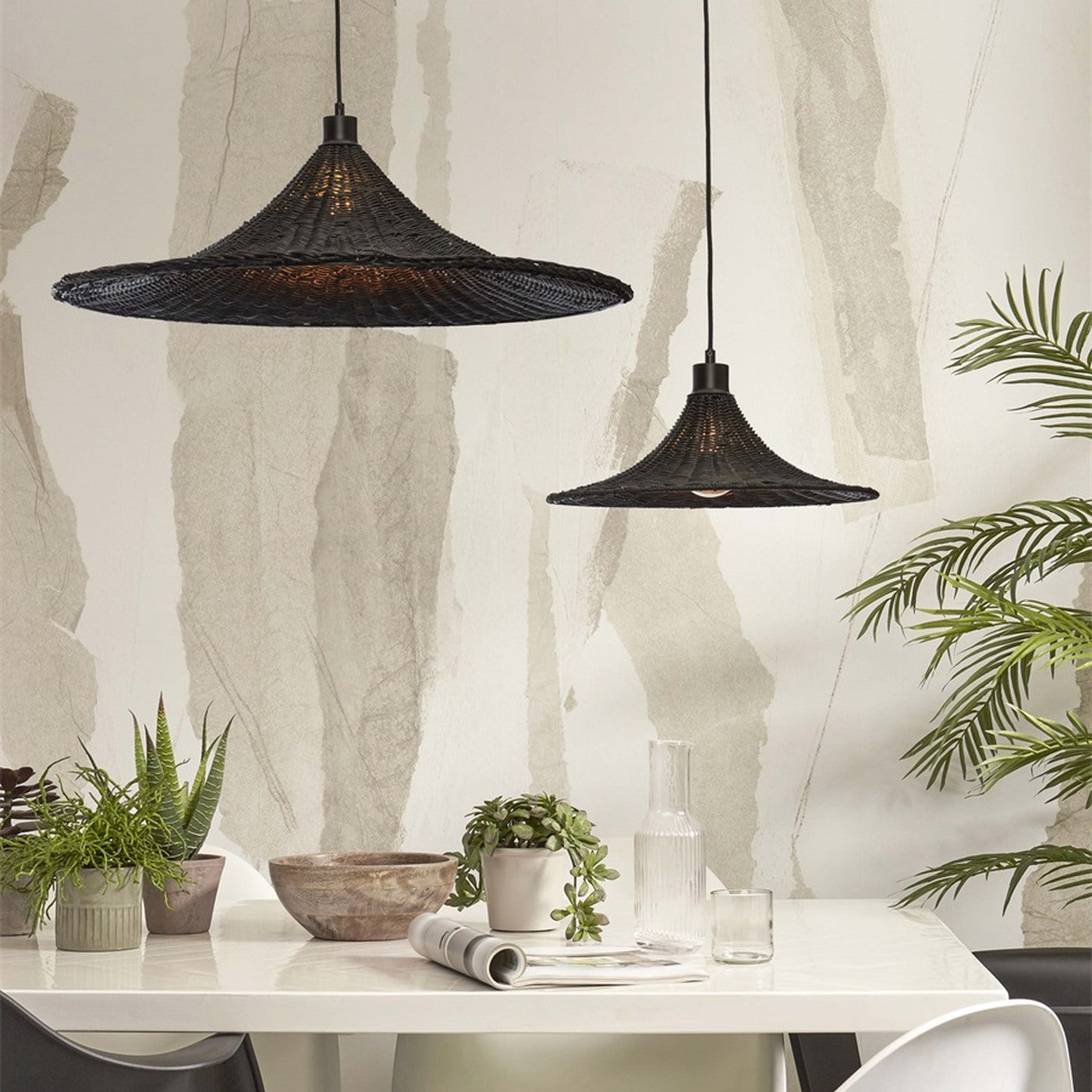 Suspension Borabora bambou noir 40 cm E27, vue 4