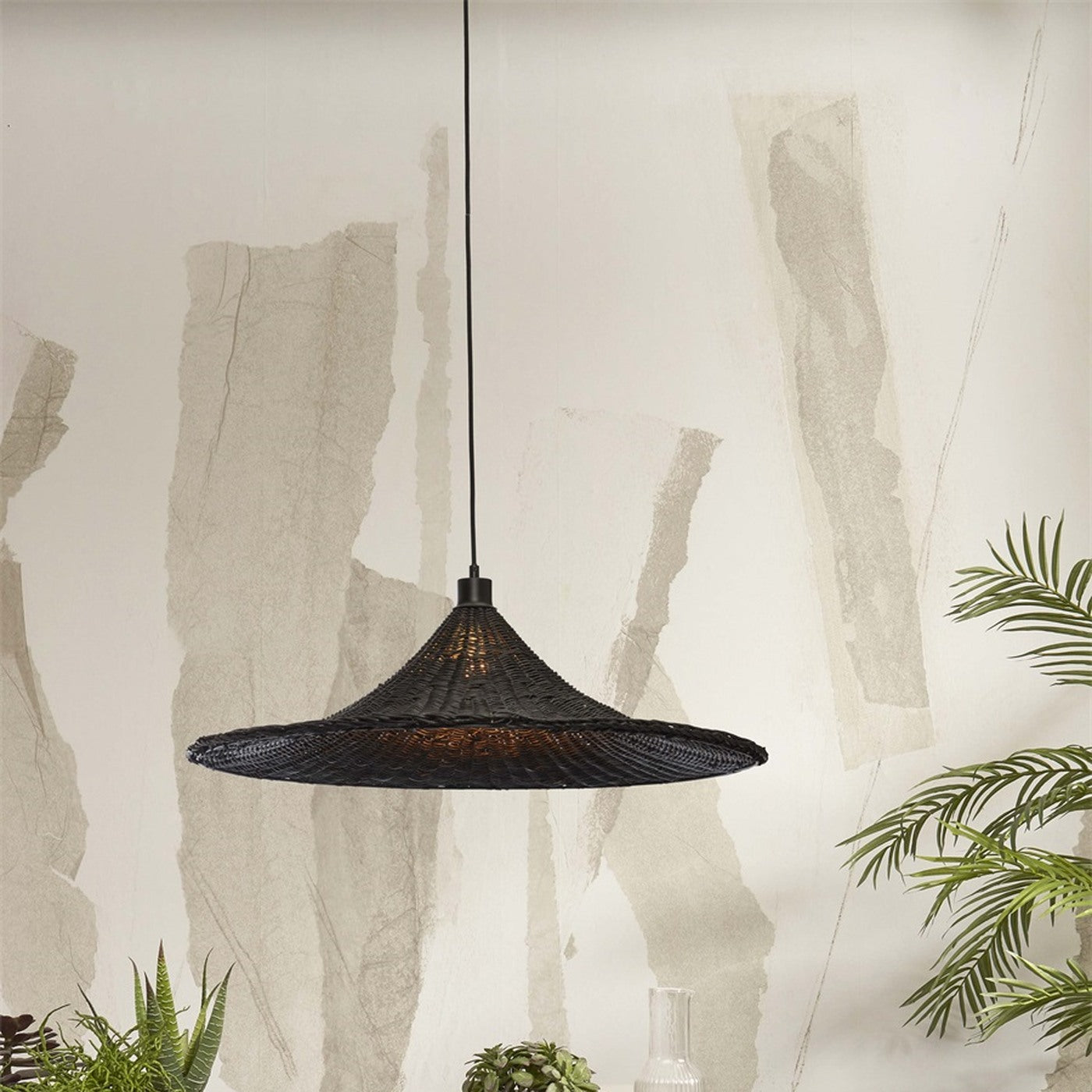 Suspension Borabora bambou noir 70 cm E27, vue 2