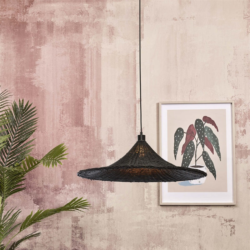 Dimensions Hanglamp Borabora bamboe zwart 70 cm E27