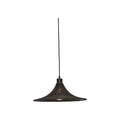 Suspension Borabora en bambou tressé noir 40 cm abat-jour conique évasé et câble noir