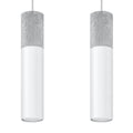 Suspension Borgio 2 en béton et acier blanc, deux tubes, tube GU10