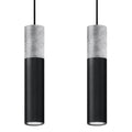 Suspension Borgio 2 en béton et acier noir, deux tubes, tube GU10