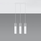 Suspension Borgio 3 en béton et acier blanc, trois tubes suspendue au plafond
