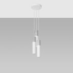 Suspension Borgio 3 en grappe béton et acier blanc de trois quarts