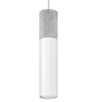 Suspension Borgio en béton et acier blanc, tube GU10