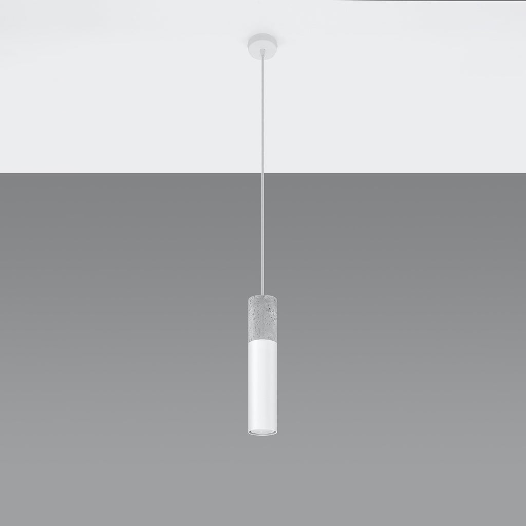 Suspension Borgio en béton et acier blanc suspendue au plafond
