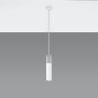 Suspension Borgio en béton et acier blanc suspendue au plafond