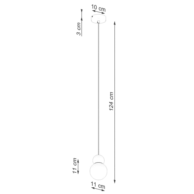 Dimensions Suspension boule Pekka verre opale et bois naturel 11 cm G9