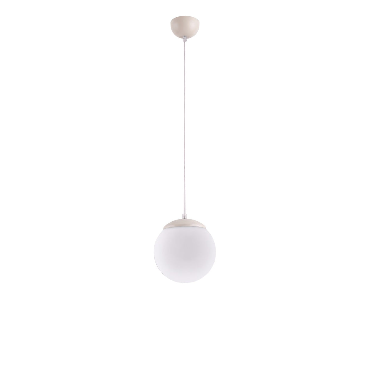 Suspension boule Ugo verre blanc 20 cm E27, finition laque beige