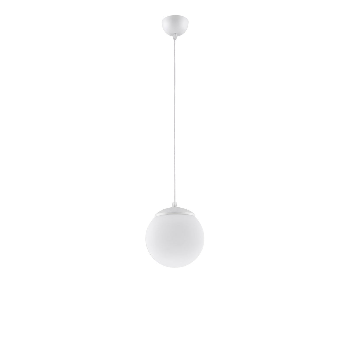 Suspension boule Ugo verre blanc 20 cm E27, finition laque blanche