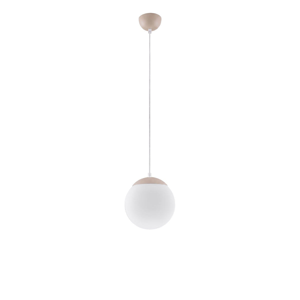 Suspension boule Ugo verre blanc 20 cm E27, finition laque taupe