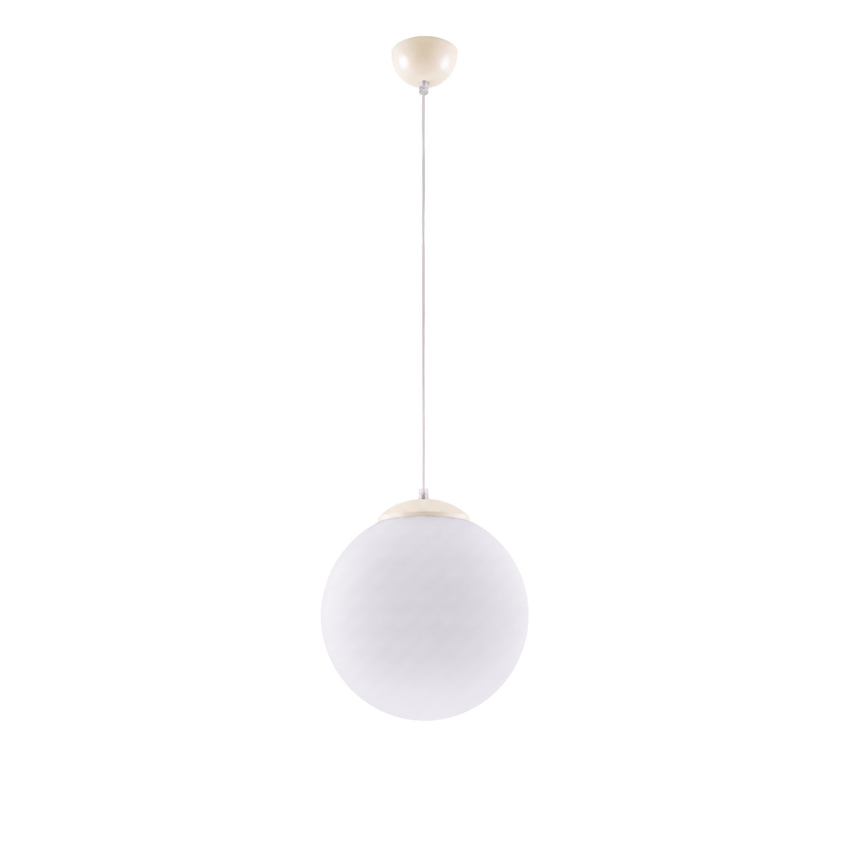 Suspension boule Ugo verre blanc 30 cm E27, finition laque beige