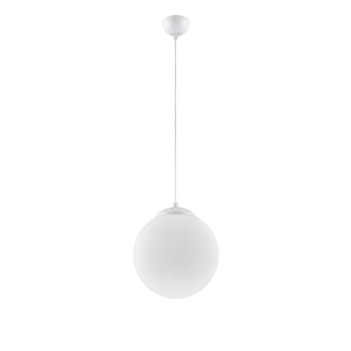 Suspension boule Ugo verre blanc 30 cm E27, finition laque blanche