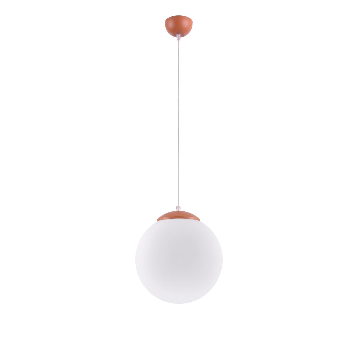 Suspension boule Ugo verre blanc 30 cm E27, finition laque rouge ocre