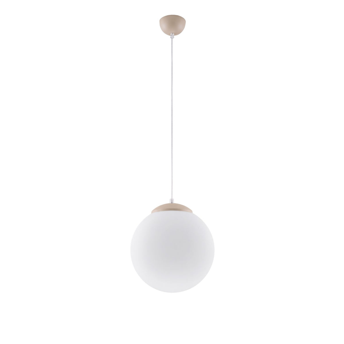 Suspension boule Ugo verre blanc 30 cm E27, finition laque taupe