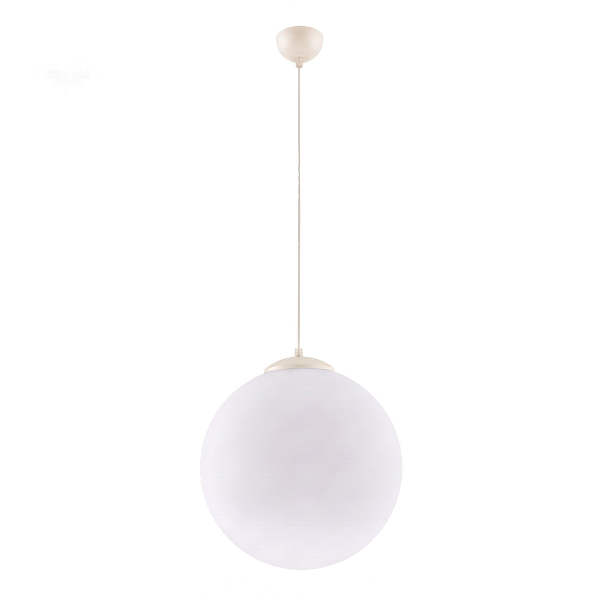Suspension boule Ugo verre blanc 40 cm E27, finition laque beige